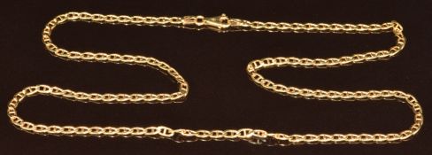 An 18ct gold necklace made up of mariner's links, 9.8g, 49cm