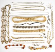A collection of jewellery, some silver including a necklace, earrings and ten bracelets including