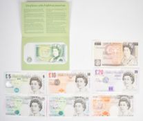 Eight Bank of England £1, £5, £10 and £20 banknotes featuring the signatures of D.H.F. Somerset, G.