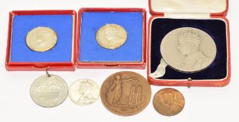 Seven George VI and Queen Elizabeth 1937 Coronation Medals, various sizes, four with boxes