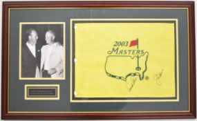 [Golf] Masters 2003 commemorative embroidered golf flag autographed by Arnold Palmer and Jack