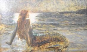 Edward Frederick Brewtnall (1846-1902) oil on canvas portrait of a mermaid, initialled lower right