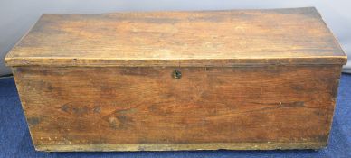 19thC single plank elm trunk / sword box, W111 x D41 x H43.5cm