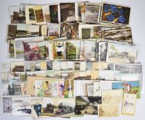 Over two hundred Edwardian and later postcards including topographical and social history with views