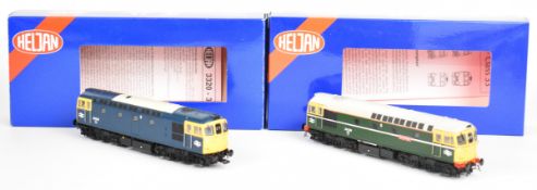 Two Heljan 00 gauge Class 33 BR diesel locomotives comprising 33206 blue and 33008 green 'Eastleigh'