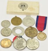 Eight various commemorative medals including Robert Raikes, Elizabeth II Coronation, George V and