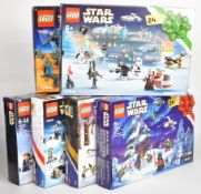 Six Lego Star Wars Christmas Advent Calendars comprising set numbers 75184, 75245, 75213, 75307,