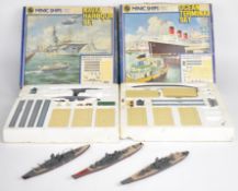 Hornby Minic Ships - Naval Harbour Set  M906 and Ocean Terminal Set M902, together with three
