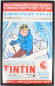 Herge's Adventures of Tintin promotional poster for The Playhouse Theatre, London, 53cm x 34cm,