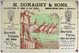 Advertising plaque for M Donaghy & Sons, Harvest Twine, Finest New Zealand Manila Rope, 45 x 30cm