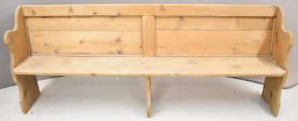 Late 19th / 20thC pine pew, L218 x H86cm