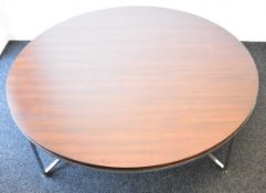 Bolier and Company for Decca designer circular low coffee table with geometric chrome support,