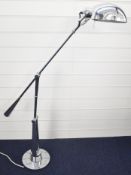 Ralph Lauren chrome adjustable cantilever floor or table lamp, H120cm