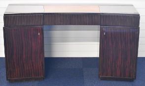 Ralph Lauren modern rosewood or similar leather inset pedestal desk with central drawer to the