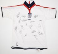 England Euro multi-signed shirt 2004 with autographs of seventeen players including David Beckham,