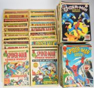 One hundred and fifty Spider-Man weekly comics by Marvel UK, comprising a mostly complete run of