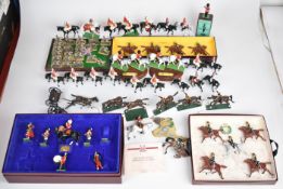Britains painted metal soldier figure boxed sets to include Scots Grey Duals 11th Hussars, The