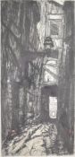 Anthony Gross (1905-1984) etching, French street scene, signed, indistinctly titled, likely Rue de