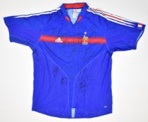 France FFF national team signed 2004 football shirt autographed by over twenty players