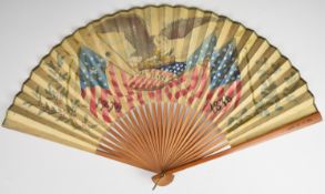[Americana] Decorated folding paper hand fan dated 1876 commemorating the 100th Anniversary of the