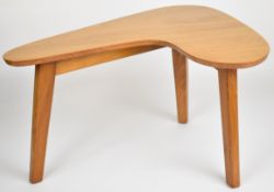 Mid century modern boomerang shaped teak or similar table, length 51cm