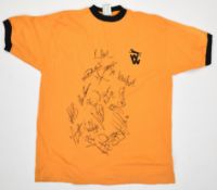 Wolverhampton Wanderers multi-signed retro club shirt 2001 autographed by sixteen players