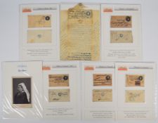 Early India postal stationery, six covers ½ Anna blue prepaid with 'lion and palm tree' seal on flap