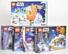 Five Lego Star Wars Christmas Advent Calendars comprising set numbers 75366, 75279, 75213, 75395 and
