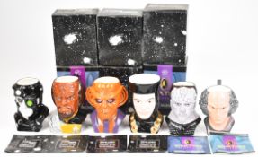 Six Star Trek: The Next Generation and Deep Space Nine figural mugs by Applause comprising Borg,