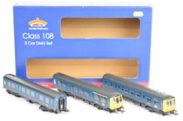 Bachmann Branch-Line 00 gauge Class 108 3  Car DMU Set BR blue weathered, 32-921A, in original box.