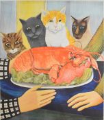 Beryl Cook (1926-2008) signed limited edition (of 750) print Four Hungry Cats, with gallery blind