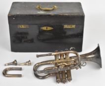 Boosey & Co, 295 Regent St London Class A cornet with compensating pistons, 50413, with two