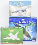 Three Corgi Aviation Archives 1:32 and 1:72 scale diecast model military aeroplanes and jets