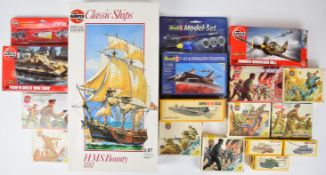 A collection of Airfix model kits to include a HMS Bounty merchant ship and British, German and
