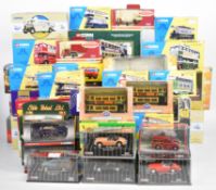 Fifty mostly Corgi diecast model car, buses and trams to include Original Omnibus, Dibnah's