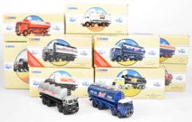 Eleven Corgi diecast model tanker trucks to include Foden 'Hovis' 97952, ERF 'Blue Circle' 97930,