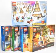 Five Lego Harry Potter Christmas Advent Calendars comprising set numbers 75964, 75981, 76390,