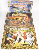 Three Fantasy roleplaying board games by MB and Waddingtons comprising Space Crusade, Hero Quest and