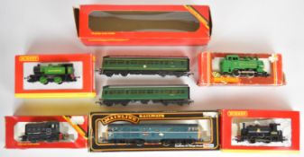Six Hornby and Mainline 00 gauge model railway locomotives comprising Southern 0-4-0 R2439, BR 0-4-0