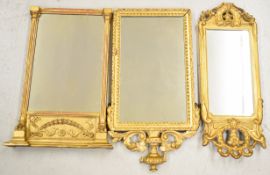 Three 19thC Regency and similar gilt wood pier and wall mirrors with pierced ornate decoration,
