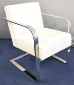 Ralph Lauren Art Deco inspired small leather / faux leather and chrome armchair in the same