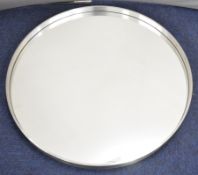 Designer brushed steel / aluminium recessed circular mirror, diameter 96cm
