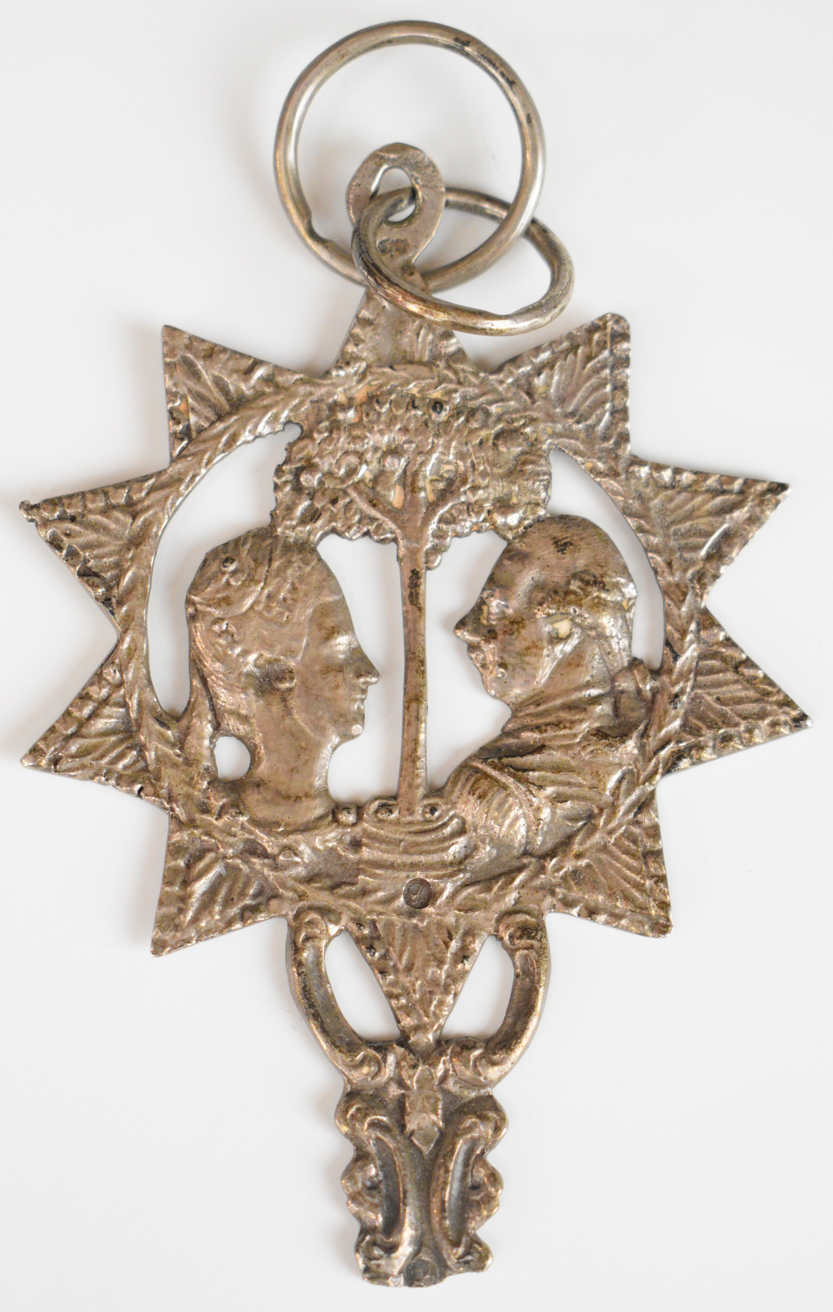 Two silver pendants or fobs with images, possibly of Prince William V of Orange and his wife - Image 4 of 5