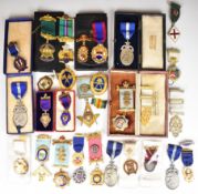 Collection of thirty enamelled, gilt and silver Masonic and similar medals including 1944