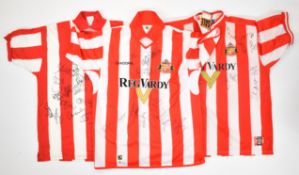 Sunderland F.C. signed retro football shirt from 1973 F.A. Cup final autographed by twenty two