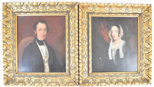 Attributed to William Roos (1808-1858) pair of 19thC oil on canvas head and shoulders portraits,