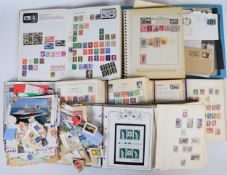 Collection of GB first day covers and world stamps containing eleven albums of first day covers
