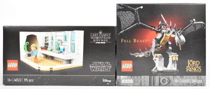 Two Lego website exclusive promo sets comprising Lord of the Rings Fell Beast 40693 and Star Wars