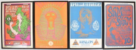 [San Francisco Psychedelic Sixties] Group of four 1960s framed colour posters including Avalon
