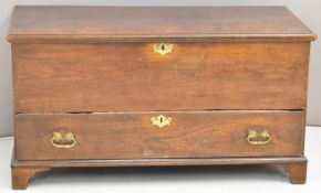 Georgian mahogany mule chest with single drawer, raised on bracket feet, W117 x D52 x H63cm